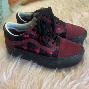 Vans Burgundy Suede & Plaid Low-Top Sneakers